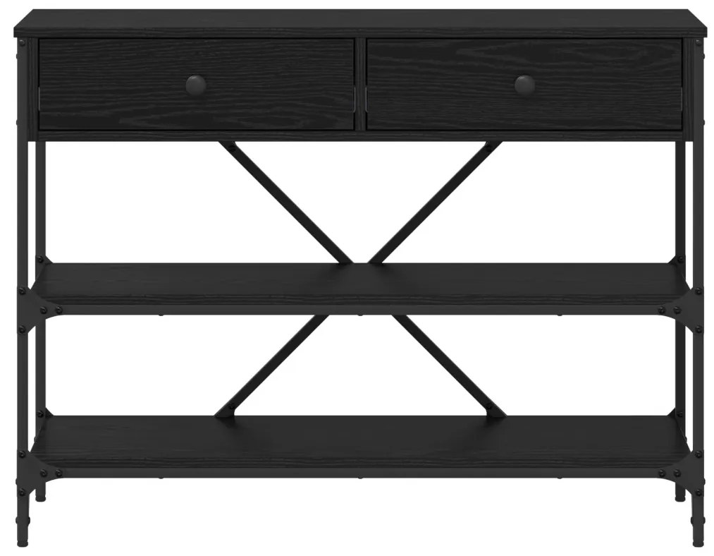 Konzol Asztal Fekete Tölgy 100x34.5x75 cm Mérnöki Fa