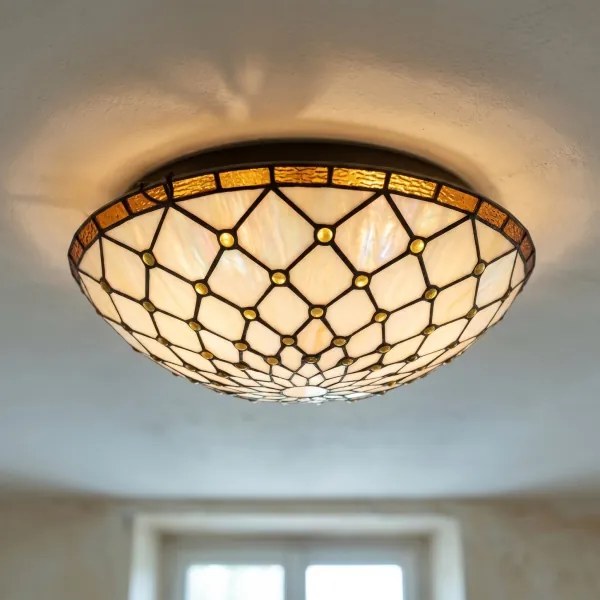 BRILAGI - Tiffany stílusú ólomüveg mennyezeti lámpa IVORY 2xE27/60W/230V átm. 40 cm