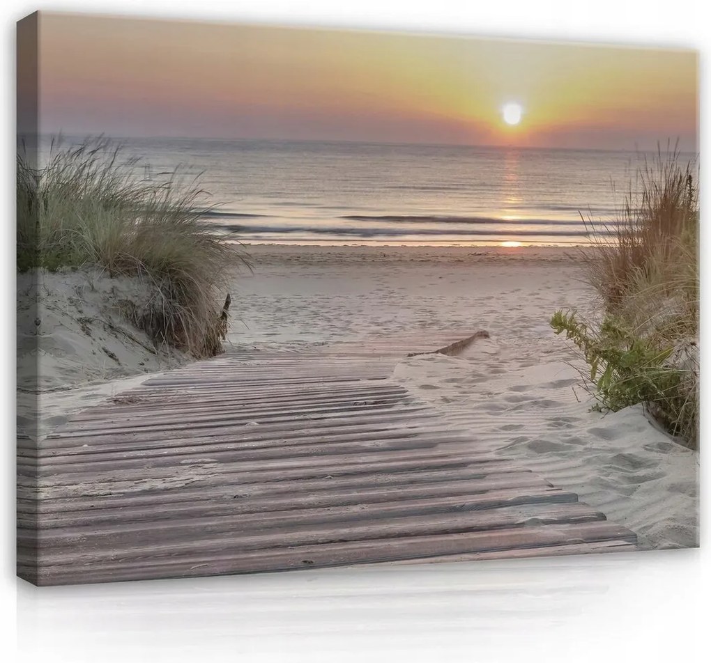 Vászonkép 100x75 Tengerpart óceán naplemente homok természet nyugalom tájkép