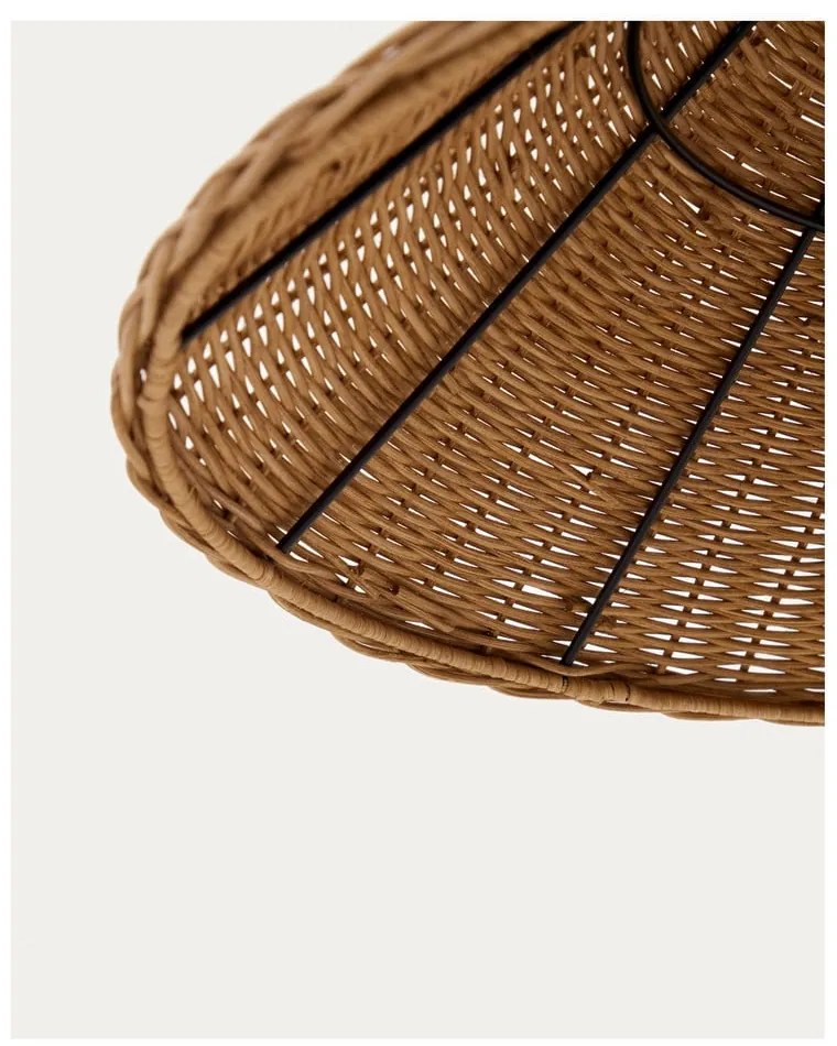 Fekete-natúr színű állólámpa rattan búrával (magasság 154 cm) Urania – Kave Home