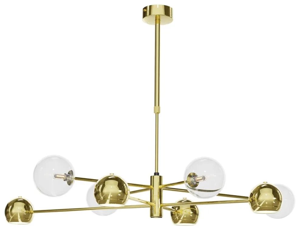 Jupiter 1970 - Csillár rúdon MOKA 4xGU10/10W/230V + 4xG9/10W/230V arany/átlátszó