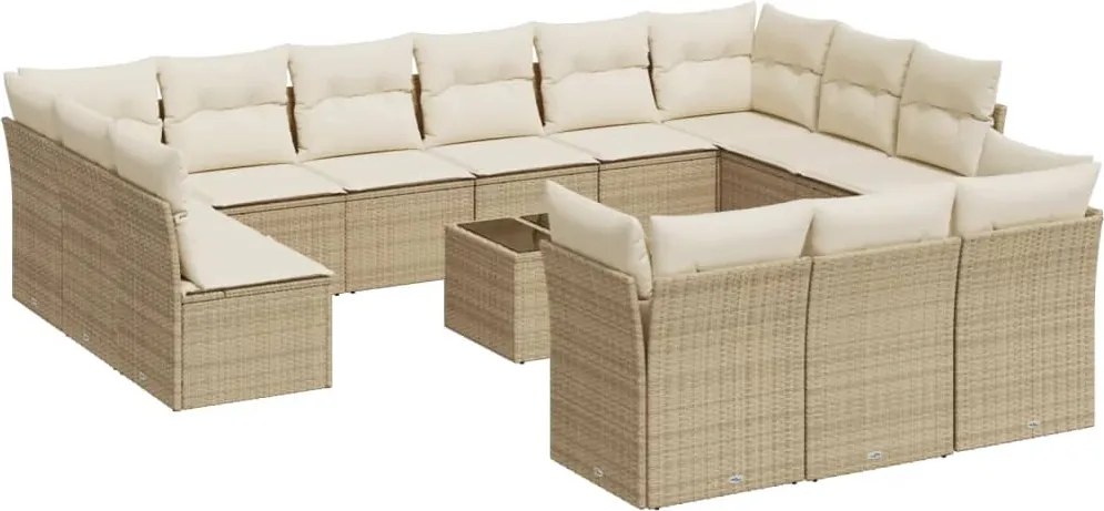 vidaXL 14 részes bézs polyrattan kerti ülőgarnitúra párnával