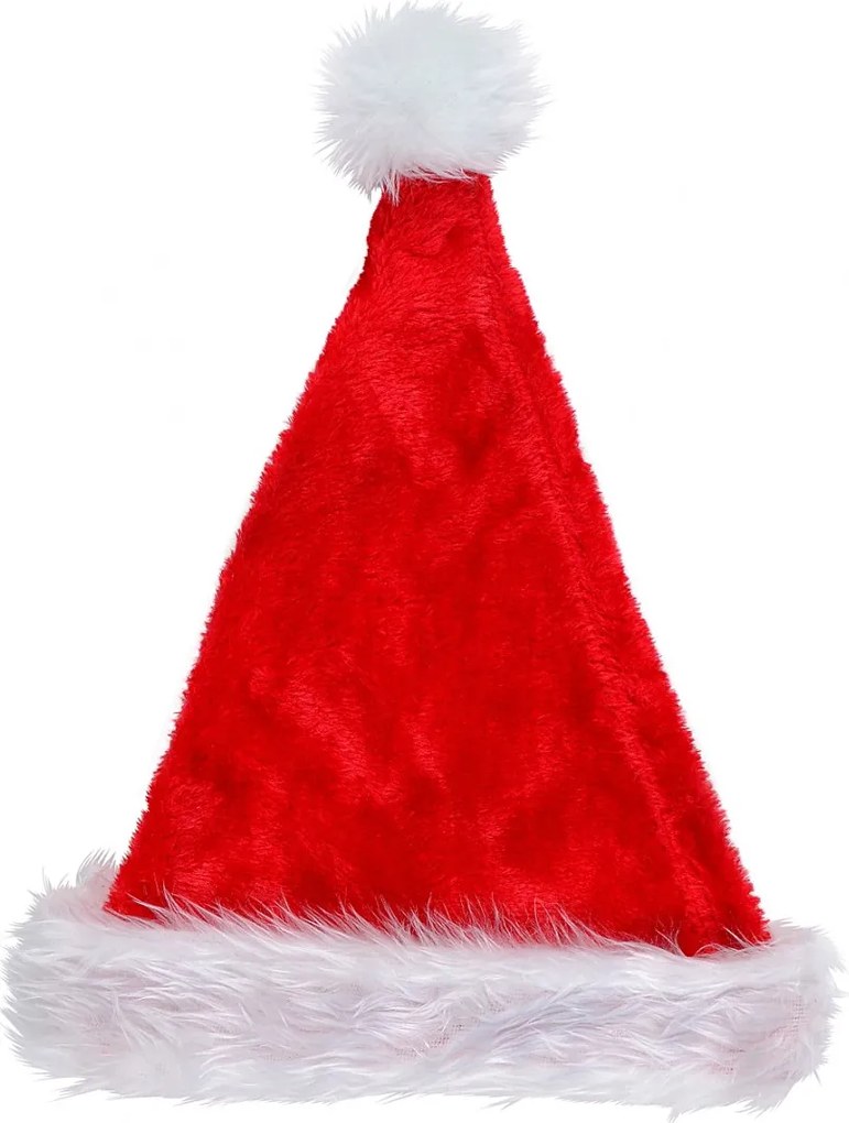 Plüss piros hagyományos karácsonyi Mikulás sapka 2db