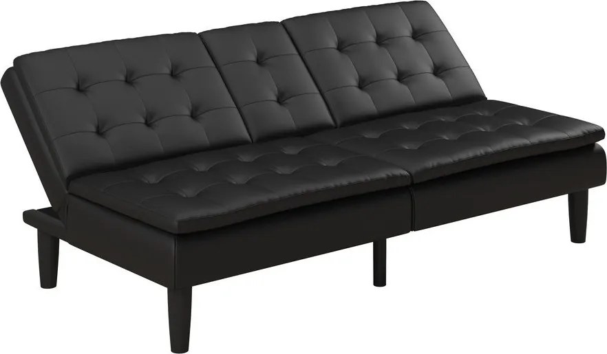 Fekete bőrutánzat kinyitható kanapé 191 cm Maine – Støraa