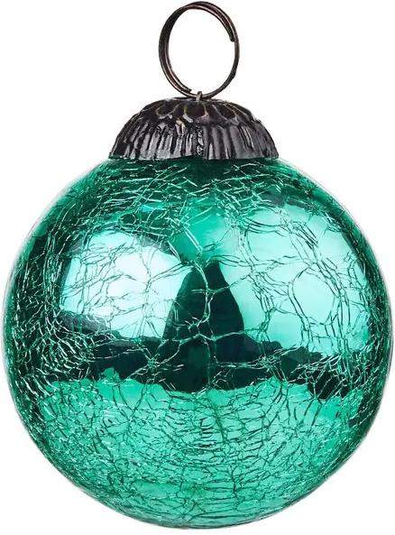 HANG ON üveggömb karácsonyfadísz repedezett zöld, 8cm