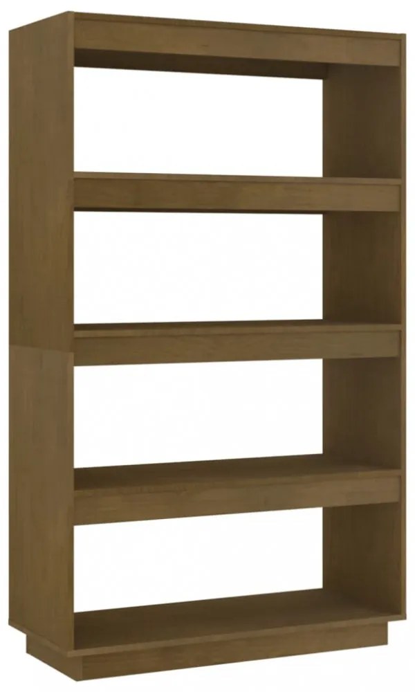 mézbarna tömör fenyőfa könyvszekrény/térelválasztó 80x35x135cm