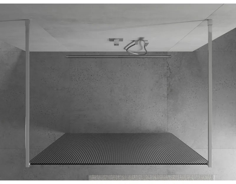 Mexen Kioto, Walk-In zuhany paraván 140 x 200 cm, 8 mm-es üveg bordás mintával, króm profil, 800-140-002-01-09