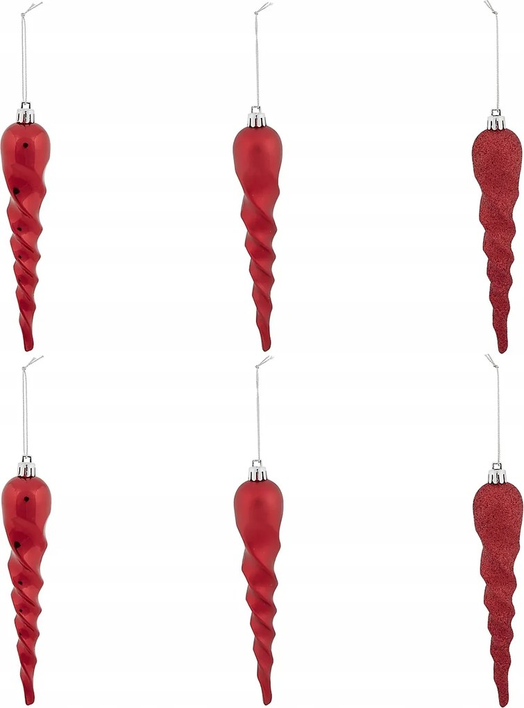 Dekoráció Csepp Karácsonyi Dekoráció Piros 6db