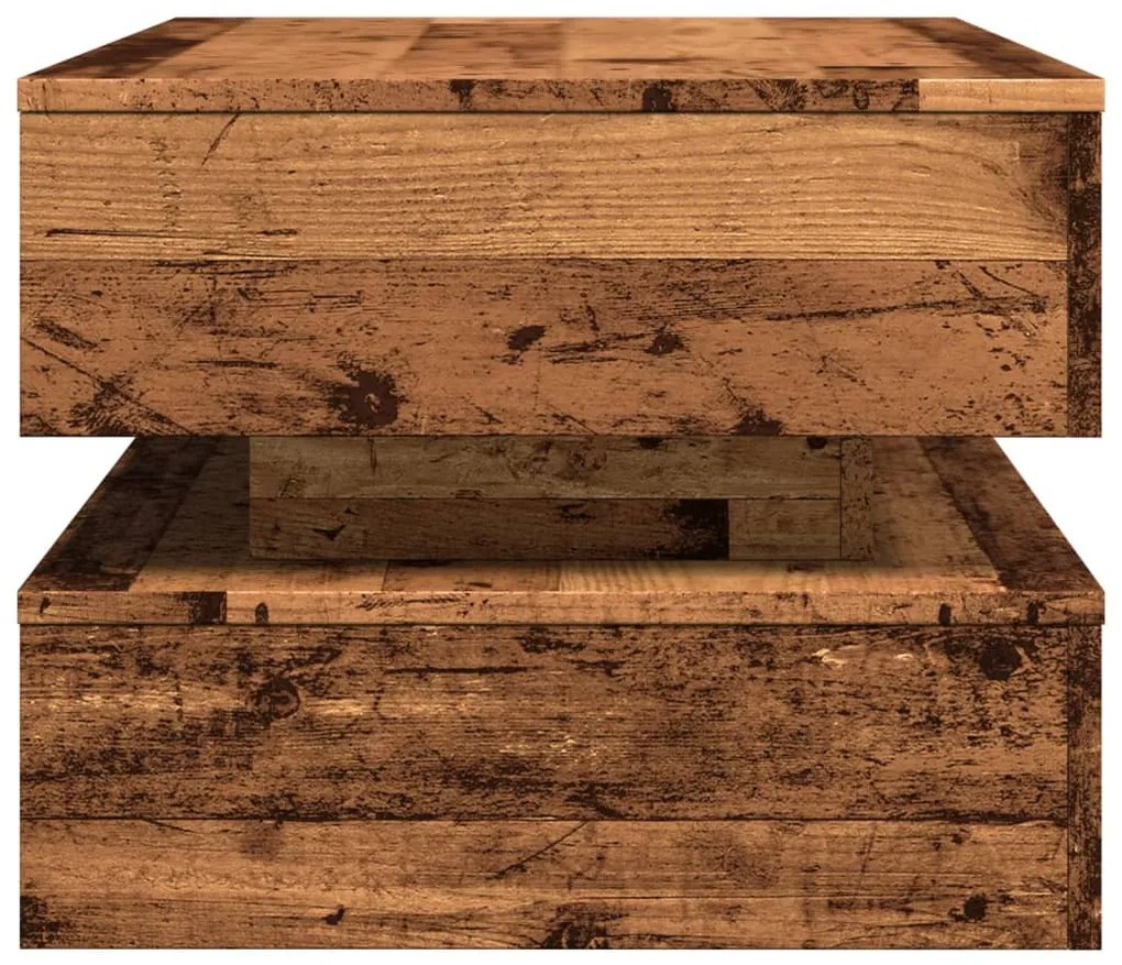 antik fa színű dohányzóasztal LED-lámpákkal 90x50x40 cm