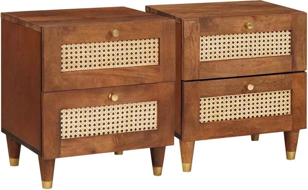 vidaXL Éjjeliszekrény 2 pcs Barna 40 x 33,5 x 46 cm Tömör akácfa