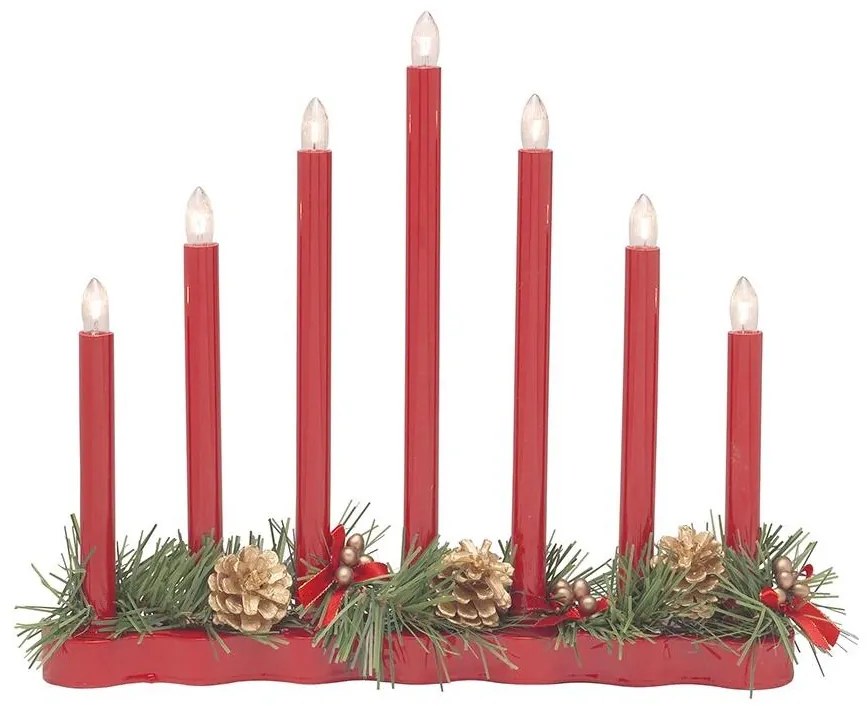 Markslöjd 704018 - Karácsonyi gyertyatartó HOL 7xE10/0,06W/230V piros