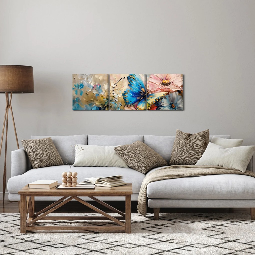 Kép - Virágok és pillangók festése (órával) (90x30 cm)