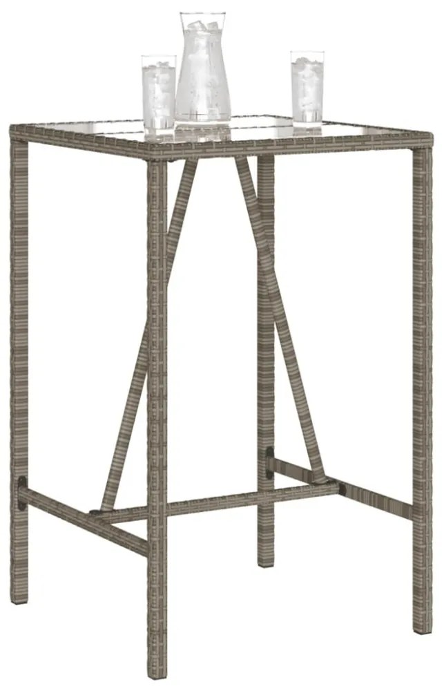 szürke polyrattan kültéri bárasztal 70 x 70 x 110 cm