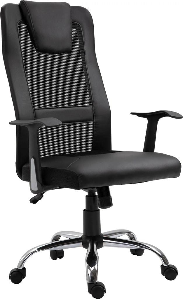 Vinsetto Irodai Forgószék Magasságállítható Ergonomikus PU Fekete 66 x 73 x 108-118 cm | Aosom