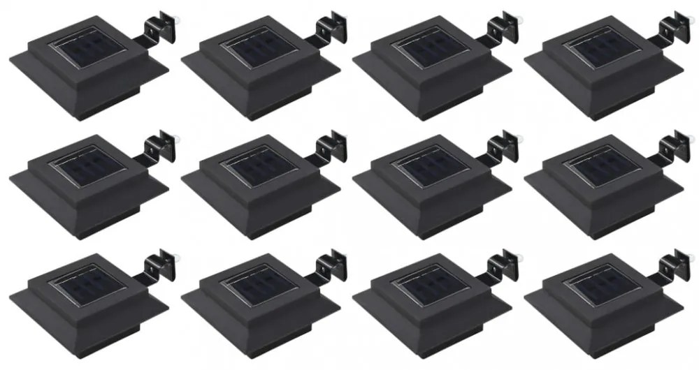 12 db fekete négyzet alakú kültéri napelemes LED lámpa 12 cm