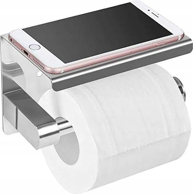 Wc-papír Tartó Polccal Fürdőszoba Wc Acél