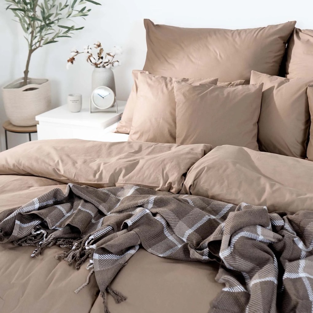 Goldea pamut ágyneműhuzat garnitúra - kávébarna 240 x 220 és 2db 70 x 90 cm
