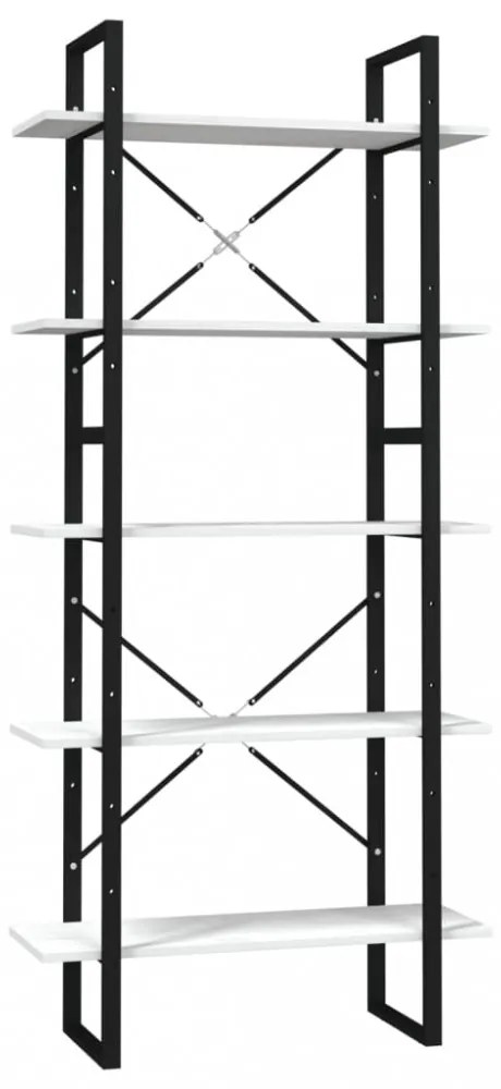 ötszintes fehér fenyőfa könyvszekrény 80 x 30 x 175 cm