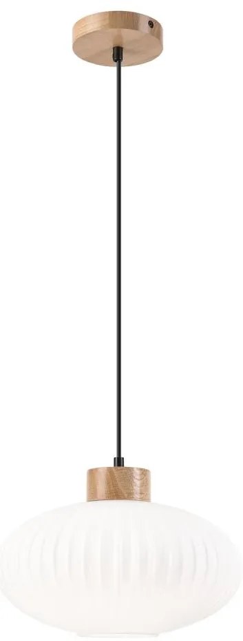 Csillár zsinóron HARMONY 1xE27/15W/230V átm. 30 cm fehér/tölgy