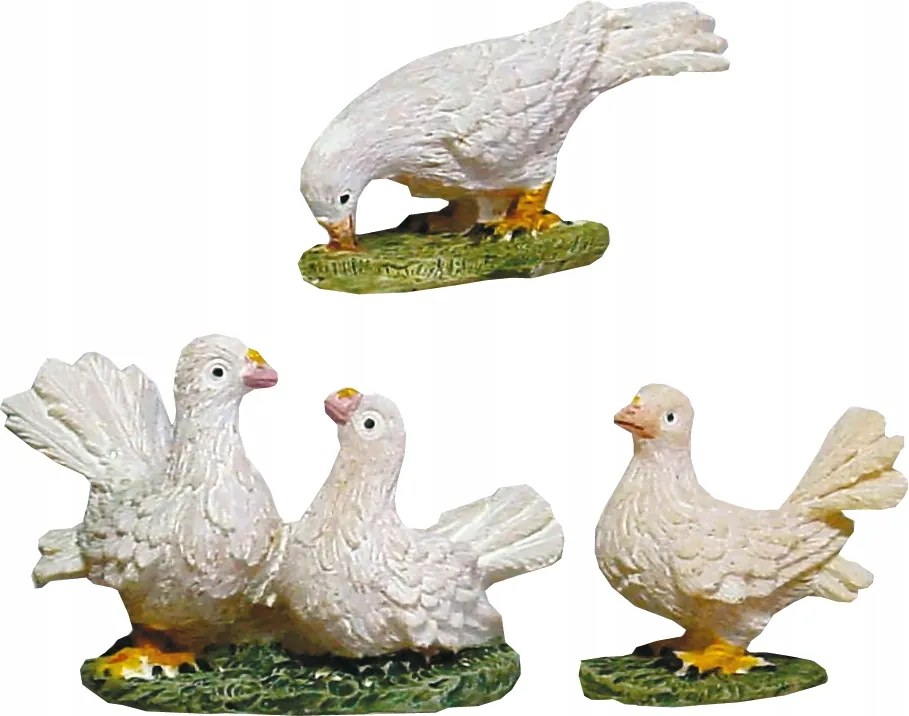 Karácsonyi betlehem figurák. 'Galambok' max. 3,0cm magas, 13-18cm-es figurákhoz