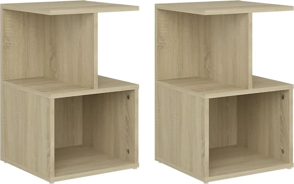 vidaXL 2 db sonoma tölgy színű szerelt fa éjjeliszekrény 35x35x55 cm