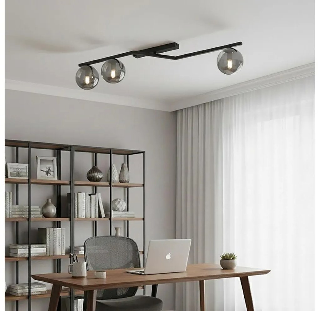 Mennyezeti lámpa NATON 3xE14/10W/230V fekete/füstszínű