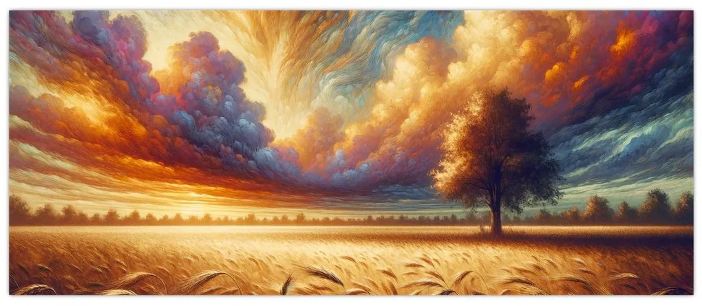 Kép – Fa a mezőn (120x50 cm)