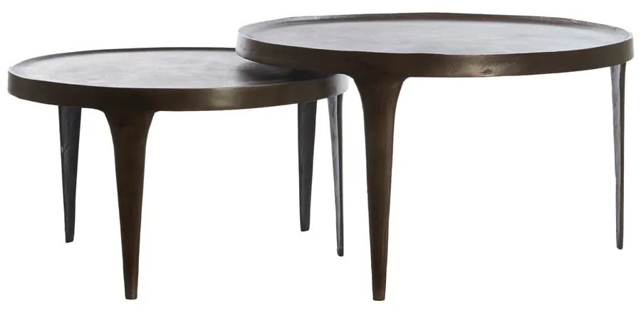 Barna kerek dohányzóasztal szett 2 db-os ø 75 cm Tobias – Light &amp; Living