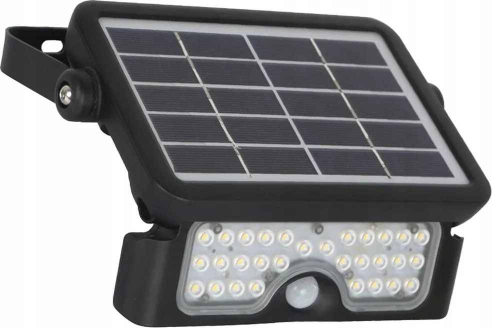 Napelemes Led lámpa Halogén fényvető Mozgásérzékelő 5W 4000K Fekete Kobi