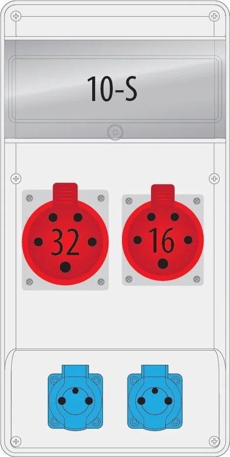 Kapcsolószekrény 16A/5p 32A/5p 2x250V 10S SLIM-10S-3BR