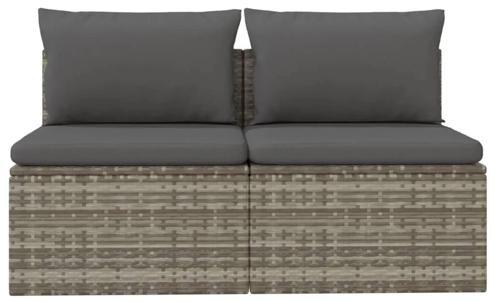 2 személyes szürke polyrattan kerti kanapé párnával