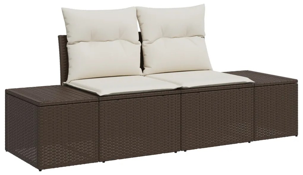 6 Darabos Kerti Sofasor Párnákkal Barna Poli Rattan