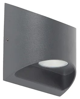 Modern kültéri fali lámpa sötétszürke LED-del 2-lámpás IP54 - Mal
