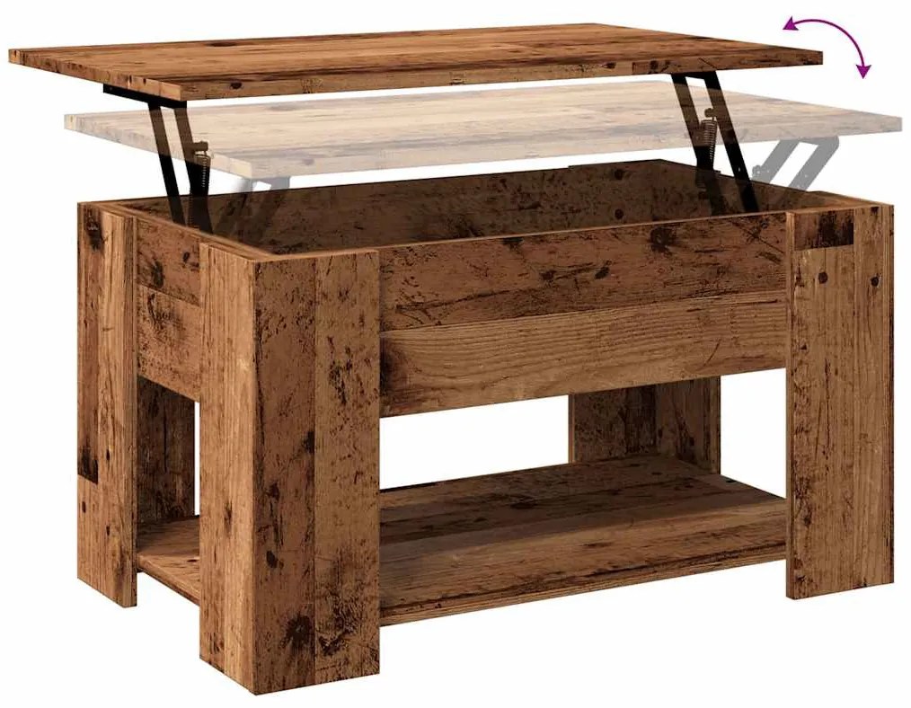 antik fás szerelt fa dohányzóasztal 79 x 49 x 41 cm