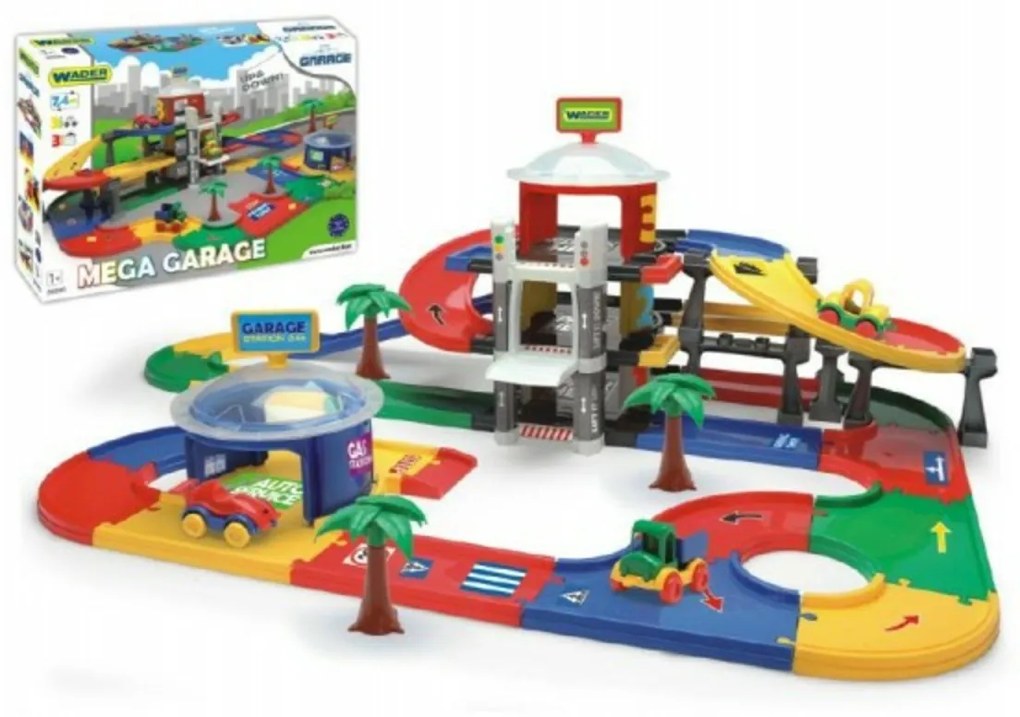 Mega garázs 3 padló műanyag 7,4m + 3 cars A dobozban 79x53x14cm Wader