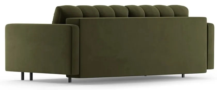 Zöld bársony kinyitható tárolóhelyes kanapé 222 cm Bali – Cosmopolitan Design