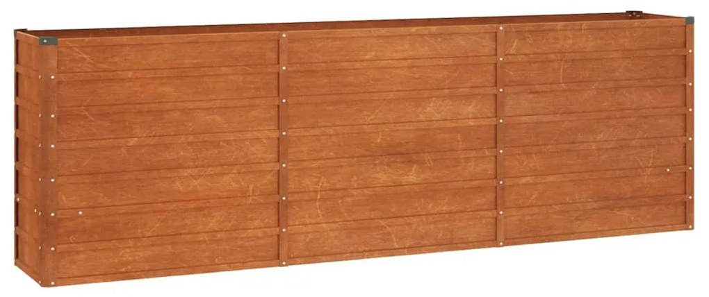 rozsda színű corten acél kerti magaságyás 240 x 40 x 77 cm