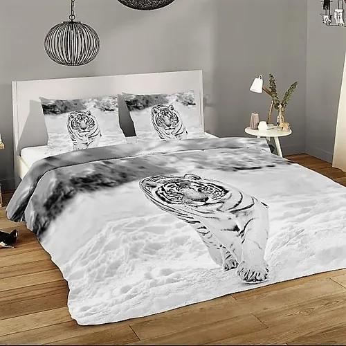 exclusive pamut ágynemű szürke színben tigris minta 3d