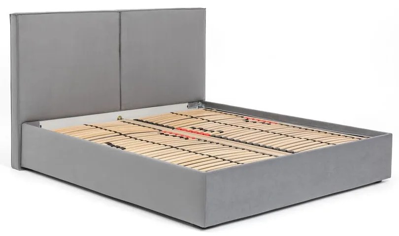Szürke kárpitozott ágyneműtartós franciaágy ágyráccsal 180x200 cm Thessa Bold – Bonami Selection