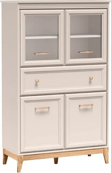 Windsor W-5 vitrin, kasmír / természetes tölgy