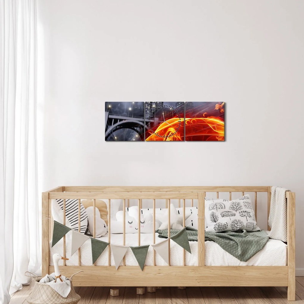 Lángoló autó képe (órával) (90x30 cm)