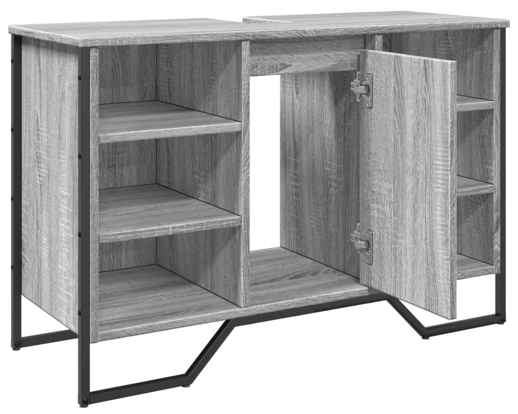 szürke sonoma szerelt fa fürdőszobai mosdószekrény 91x35x60 cm