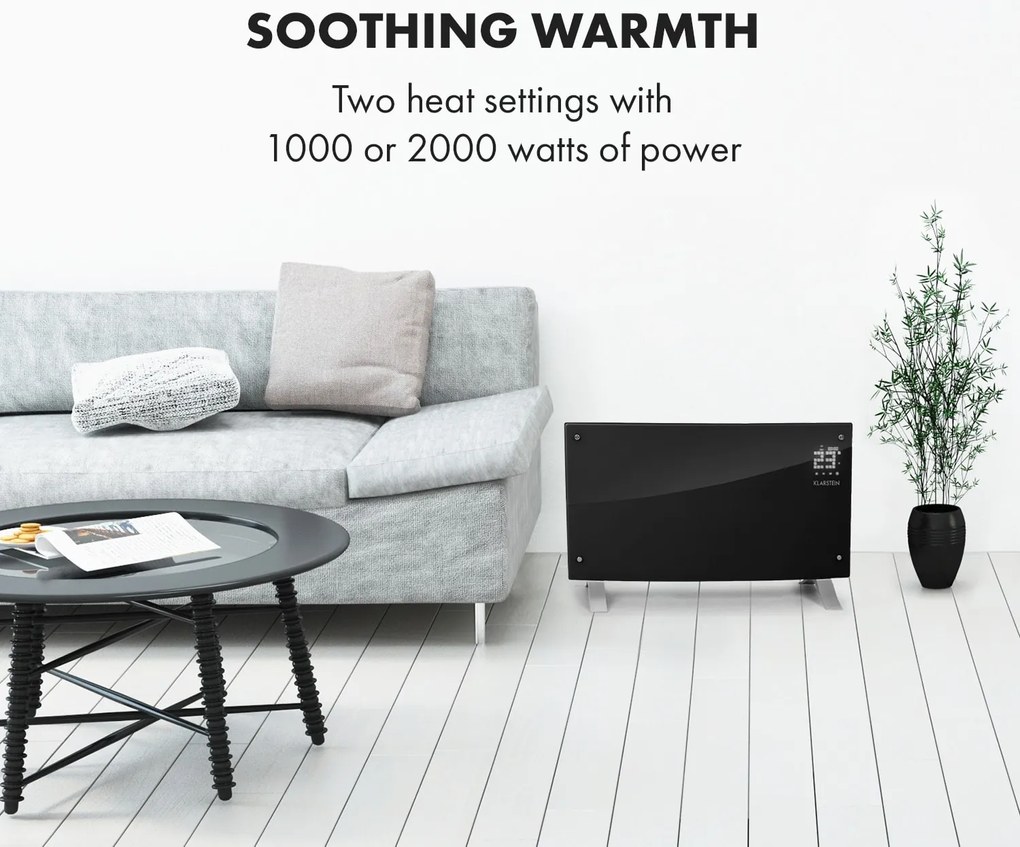 Klarstein Bornholm Curved Ambient, konvektor, 1000/2000 W, fekete