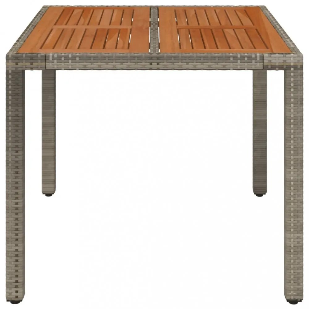 szürke polyrattan falapos kerti asztal 90 x 90 x 75 cm