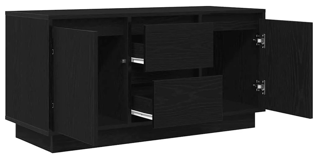 fekete tölgy TV-szekrény LED-világítással 100x41x50 cm