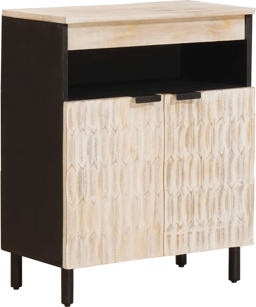 vidaXL Széf Fehér mosott felület 60 x 33 x 75 cm Tömör Mangófát
