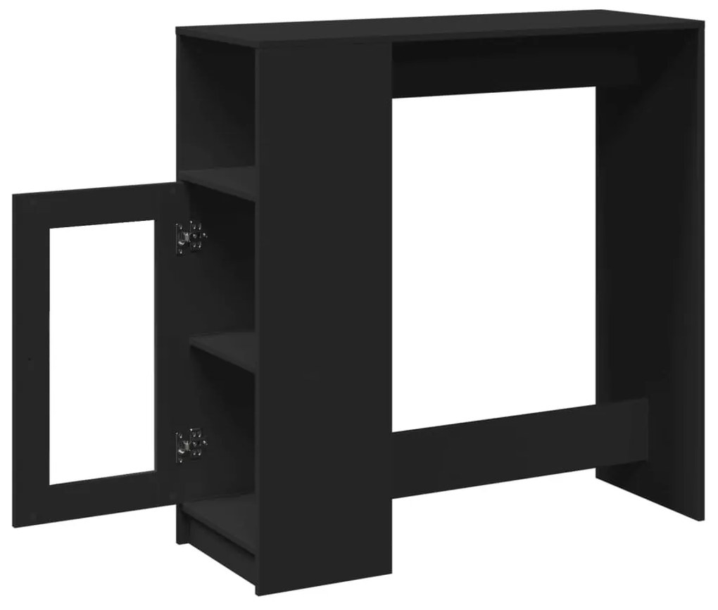 fekete szerelt fa tárolórekeszes bárasztal 101 x 40 x 103,5 cm