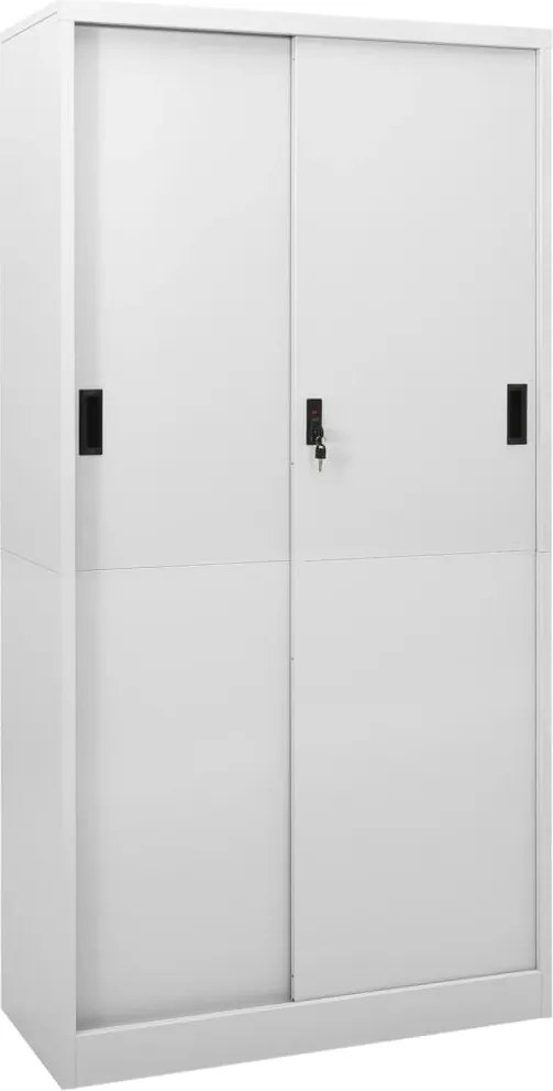 vidaXL világosszürke acél tolóajtós irodai szekrény 90 x 40 x 180 cm