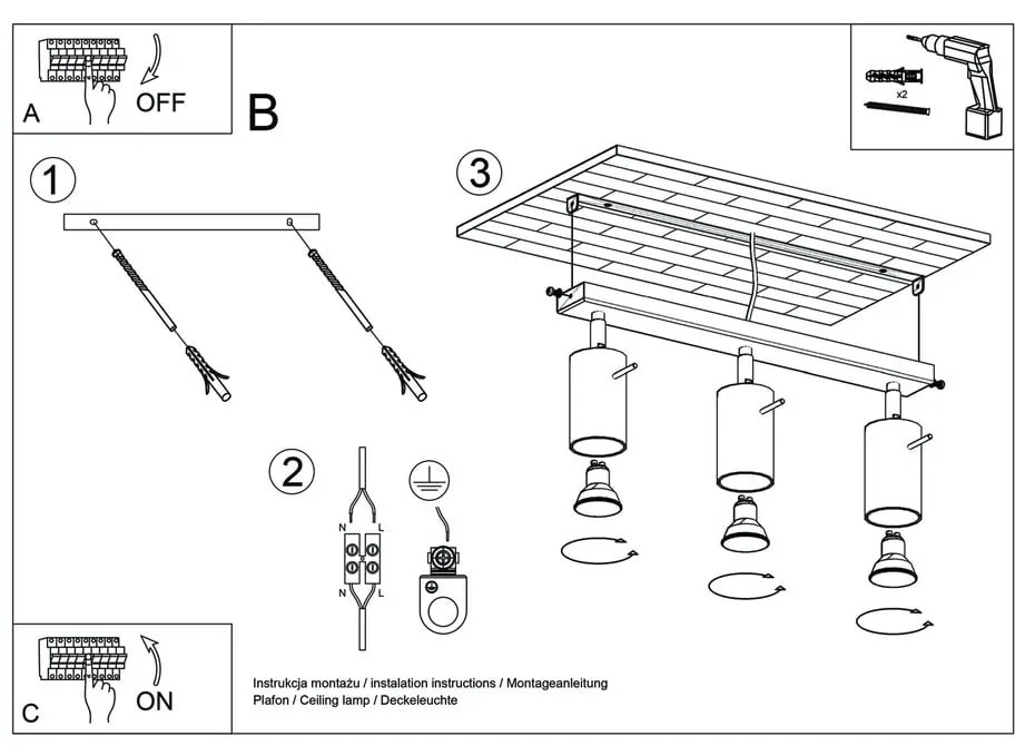 Etna fehér mennyezeti lámpa - Sollux