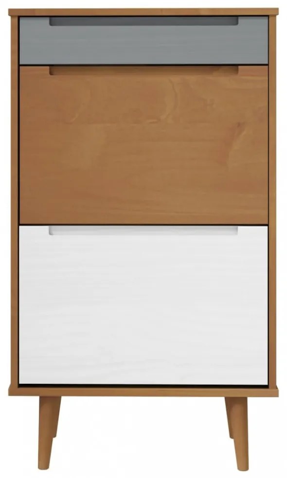 MOLDE barna tömör fenyőfa cipőszekrény 59,5 x 35 x 103 cm